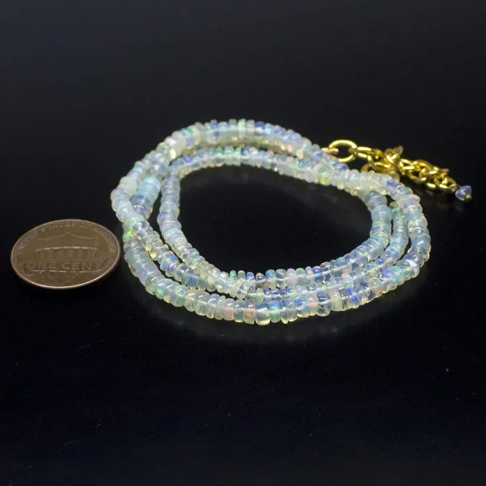 Ethiopian Opal Smooth Rondelle Beads Gold Vermeil Necklace 18 3mm 4mm Beads Supplies USA Necklaces Ethiopian Opal Smooth Rondelle Beads Gold Vermeil Necklace 18 3mm 4mm Beads Supplies USA Necklaces