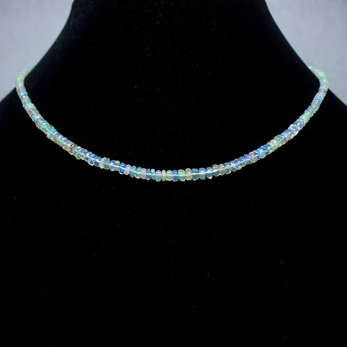 Ethiopian Opal Smooth Rondelle Beads Gold Vermeil Necklace 18 3mm 4mm Beads Supplies USA Necklaces