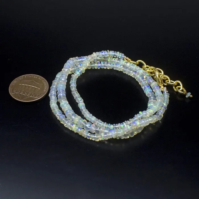 Ethiopian Opal Smooth Rondelle Beads Gold Vermeil Necklace 18 3mm 4mm Beads Supplies USA Necklaces