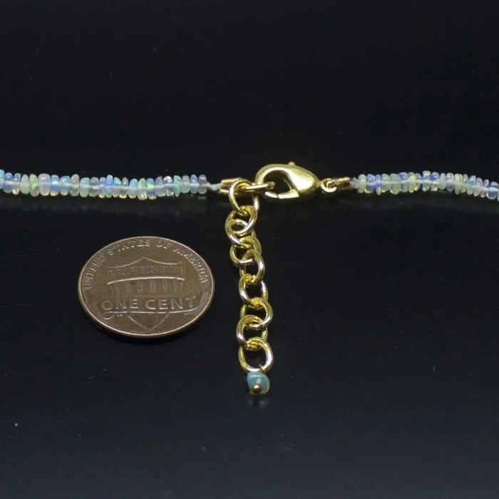 Ethiopian Opal Smooth Rondelle Beads Gold Vermeil Necklace 18 3mm 4mm Beads Supplies USA Necklaces