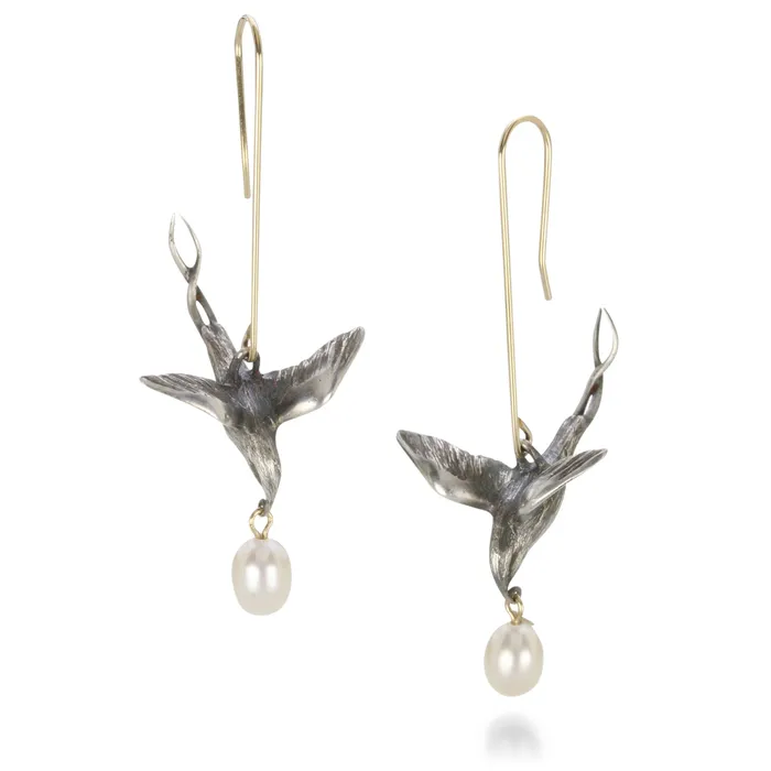 Gabriella Kiss Flying Birds with Pearl Earrings Earrings