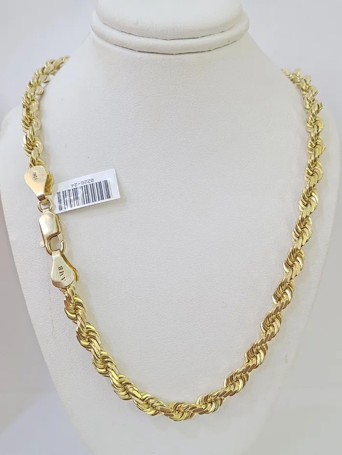 globalwatches10 Necklaces 10K Real Solid Yellow Gold Rope Chain Necklace 6mm Length 18 20 22 24 26 globalwatches10 Necklaces 10K Real Solid Yellow Gold Rope Chain Necklace 6mm Length 18 20 22 24 26