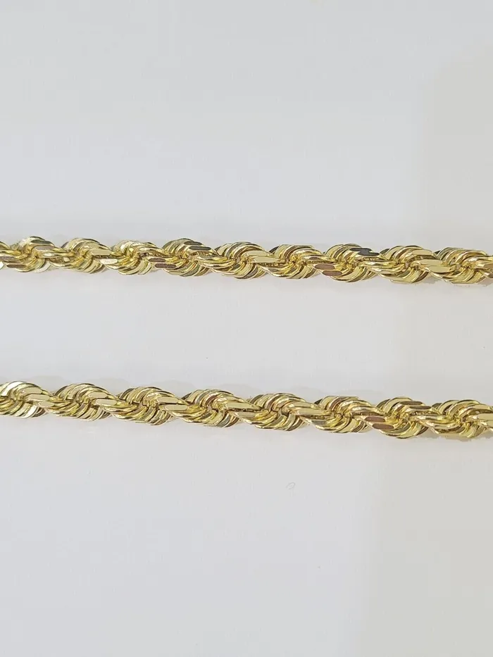 globalwatches10 Necklaces 10K Real Solid Yellow Gold Rope Chain Necklace 6mm Length 18 20 22 24 26