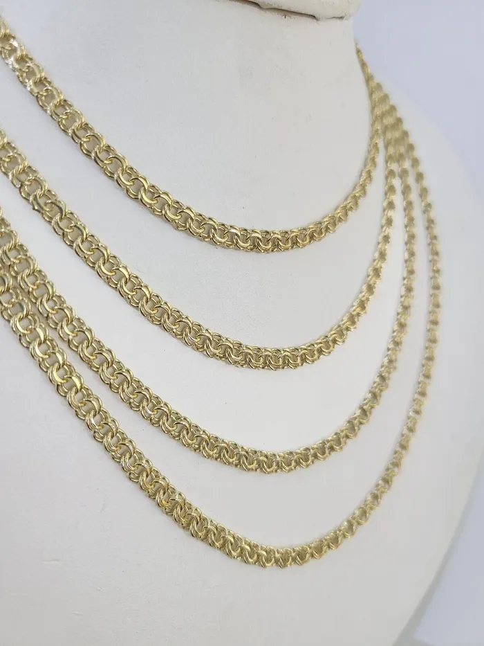 Globalwatches10 Real 10k Chino ID Chain Necklace Yellow Gold 4mm 16 18 20 22 Genuine Necklaces