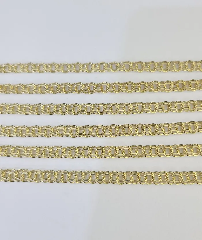 Globalwatches10 Real 10k Chino ID Chain Necklace Yellow Gold 4mm 16 18 20 22 Genuine Necklaces