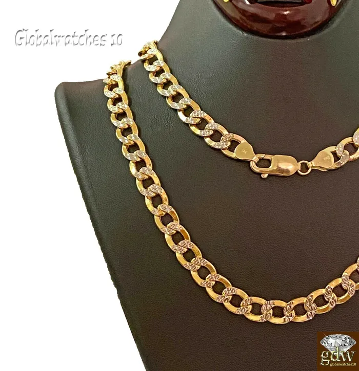 Gold and Diamond 10k Gold Cuban Link Chain Diamond Cut 8mm 26 inch Lobster Lock Real Gold PreStyled Sets Gold and Diamond 10k Gold Cuban Link Chain Diamond Cut 8mm 26 inch Lobster Lock Real Gold PreStyled Sets