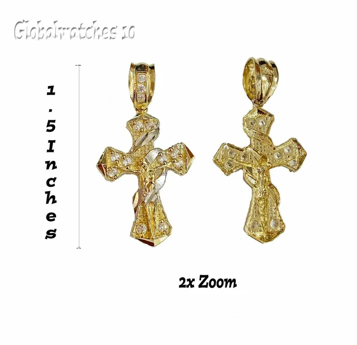 Gold and Diamond 10k Gold Men Cross Charm Pendant Miami Cuban Rope Chain 20 22 24 26 Inch Necklaces Gold and Diamond 10k Gold Men Cross Charm Pendant Miami Cuban Rope Chain 20 22 24 26 Inch Necklaces