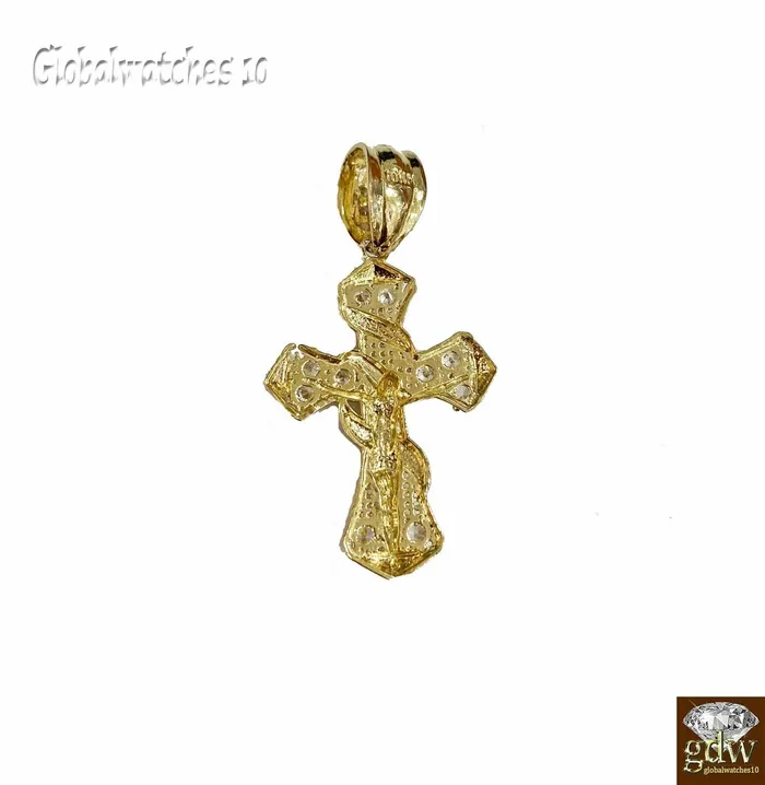 Gold and Diamond 10k Gold Men Cross Charm Pendant Miami Cuban Rope Chain 20 22 24 26 Inch Necklaces