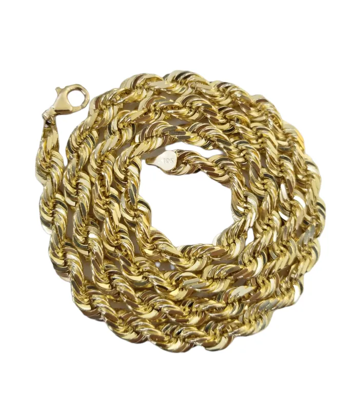 Gold and Diamond Necklaces 10k Gold Rope Chain For Men Necklace Diamond Cut 6mm 28 Inch SOLID On Sale Gold and Diamond Necklaces 10k Gold Rope Chain For Men Necklace Diamond Cut 6mm 28 Inch SOLID On Sale