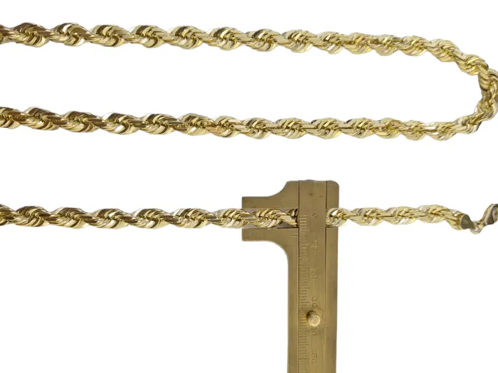 Gold and Diamond Necklaces 10k Gold Rope Chain For Men Necklace Diamond Cut 6mm 28 Inch SOLID On Sale