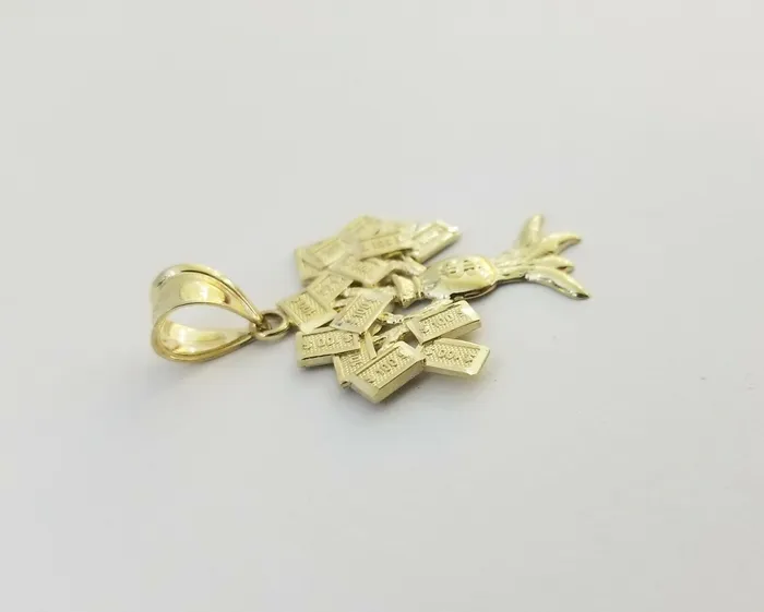 Gold and Diamond Necklaces 10K Yellow Gold Money Tree Pendant Diamond Cut 10KT Real Gold 100 sign bag
