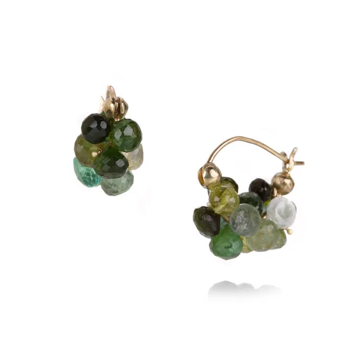 Green and Gold Cloud Huggie Earrings Rachel Atherley Earrings