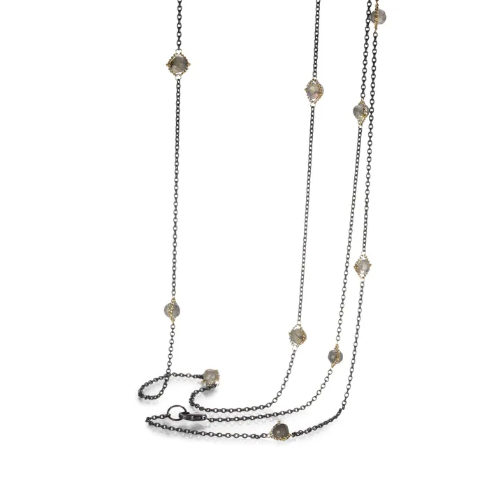 Labradorite Station Necklace Amali Necklaces