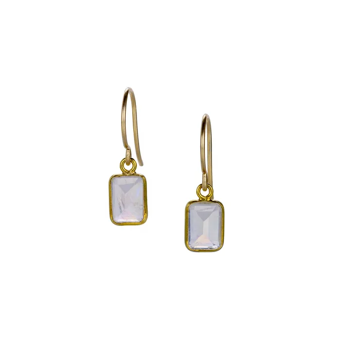 Margaret Solow Earrings Rainbow Moonstone Baguette Earrings