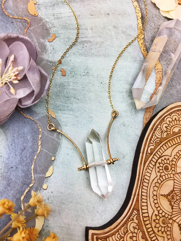 Necklaces Alicks Necklace Crystal Quartz 14k Gold Fill Chain Enclave Gems Co