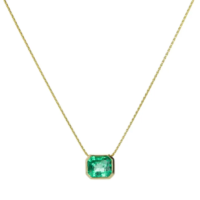 Necklaces Barbara Heinrich Emerald Cut Emerald Pendant Necklace