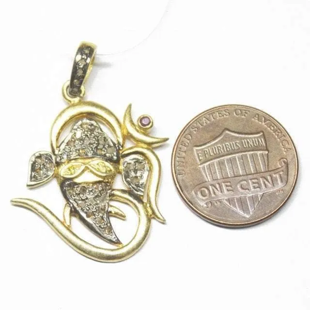 Necklaces Beads Supplies USA 1pc Ganesha Pave Diamond 925 Sterling Silver Gold Vermeil Charm Pendant 33mm x 25mm Necklaces Beads Supplies USA 1pc Ganesha Pave Diamond 925 Sterling Silver Gold Vermeil Charm Pendant 33mm x 25mm