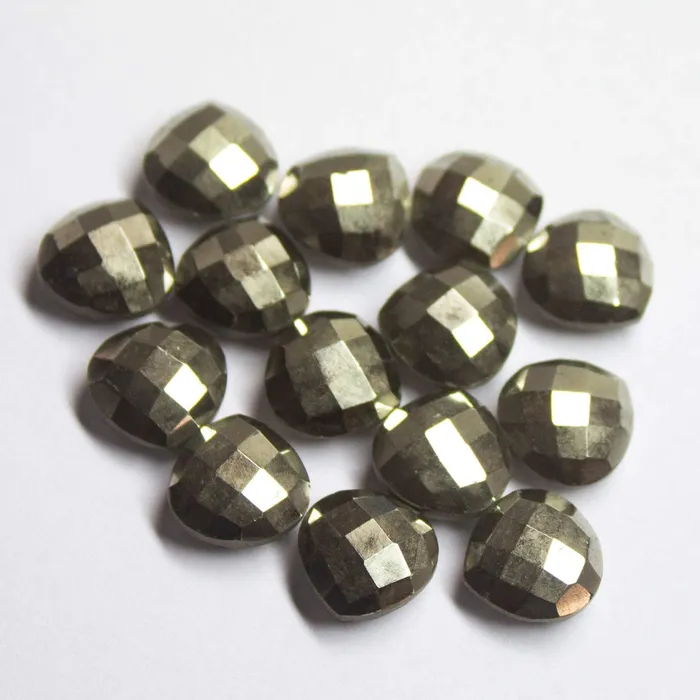 Necklaces Beads Supplies USA 5 matching pair Natural Pyrite Faceted Checker Cut Heart Drops Briolette 10mm