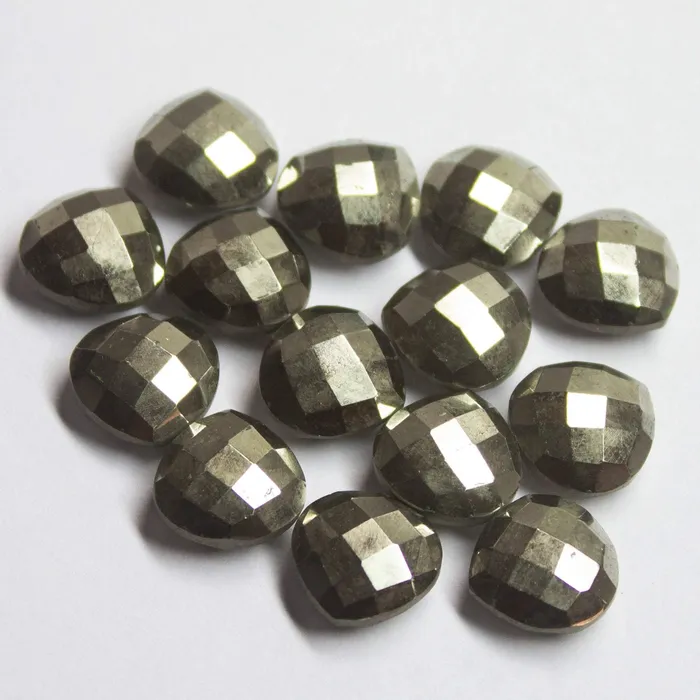 Necklaces Beads Supplies USA 5 matching pair Natural Pyrite Faceted Checker Cut Heart Drops Briolette 10mm