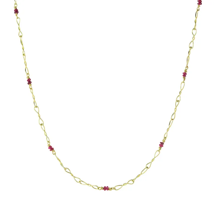Necklaces Lene Vibe 18k Twisted Link Chain with Rubies
