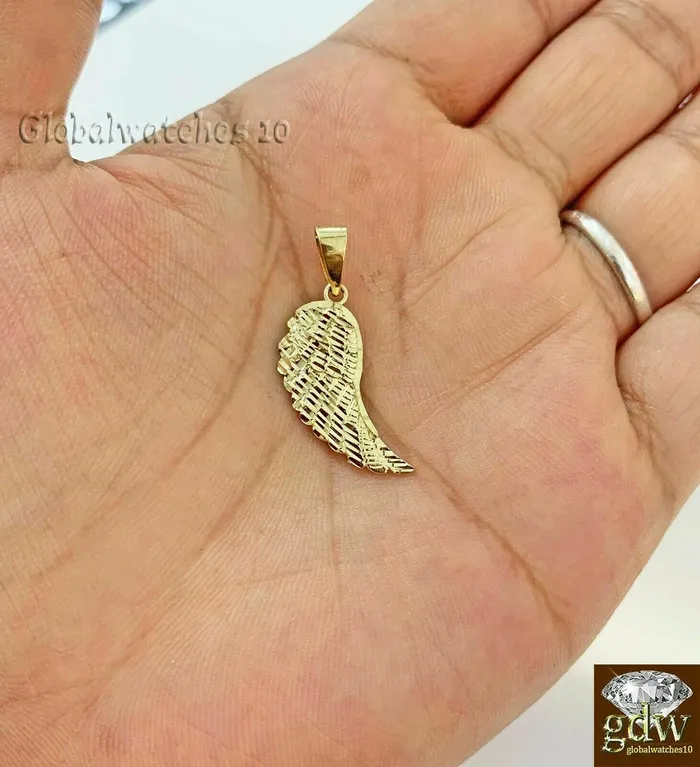 PreStyled Sets Gold and Diamond 10k Gold Wing Charm Pendant with Franco Chain 20 22 24 Real 10k Gold