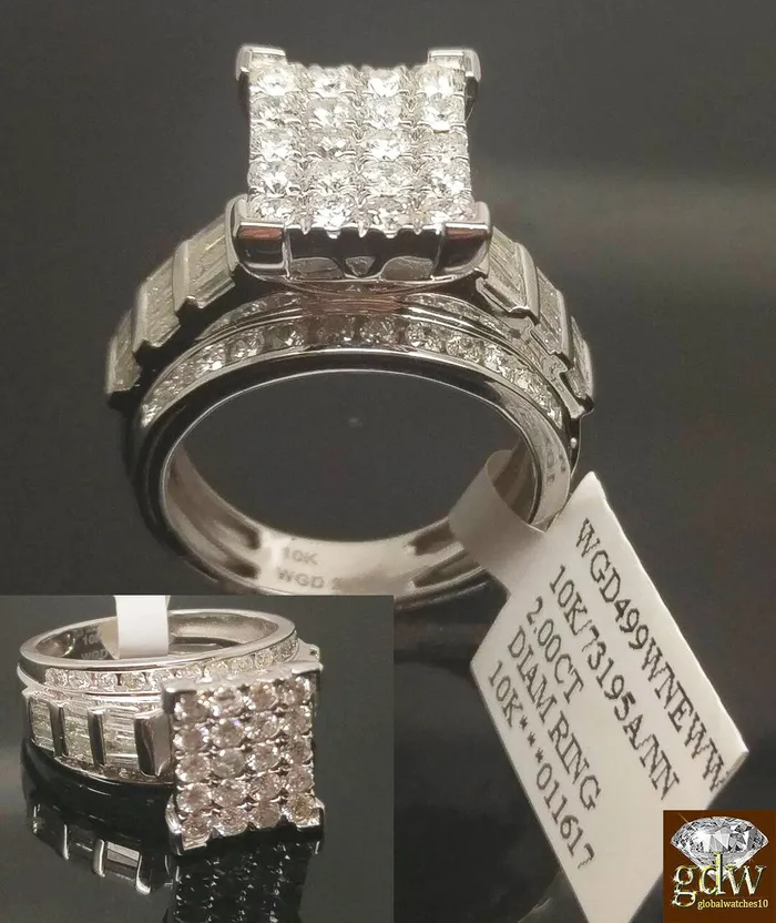 REAL Gold Diamond Ladies Ring 2Ct Diamond 10k White Gold Engagement Wedding Band Gold and Diamond Rings REAL Gold Diamond Ladies Ring 2Ct Diamond 10k White Gold Engagement Wedding Band Gold and Diamond Rings