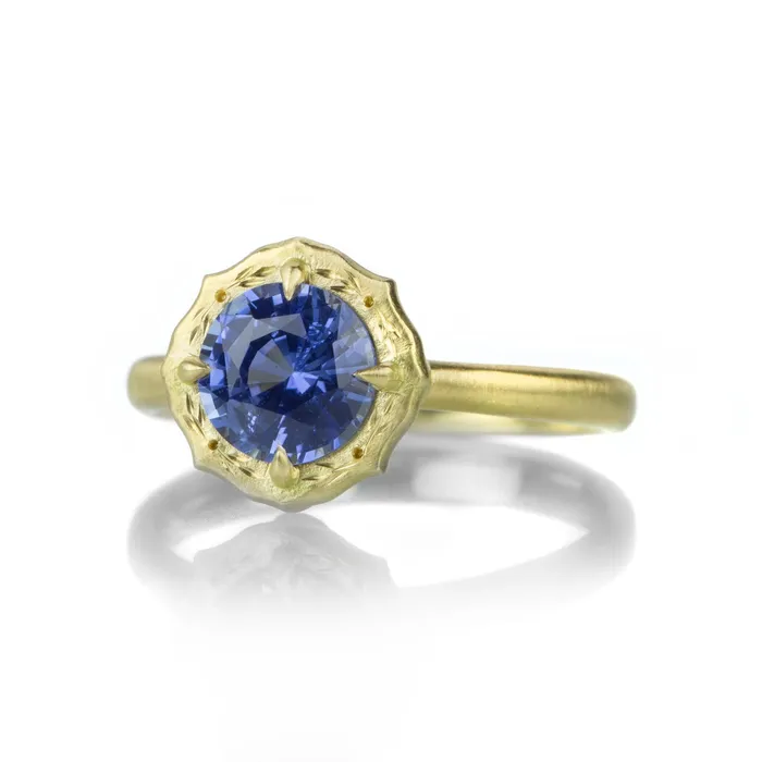 Rings Adel Chefridi 18k Yellow Gold and Sapphire Lotus Ring