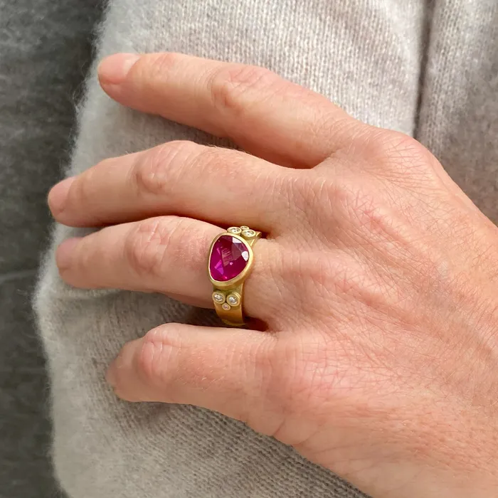 Rings Ananda Khalsa 18k Rose Cut Ruby Ring Rings Ananda Khalsa 18k Rose Cut Ruby Ring