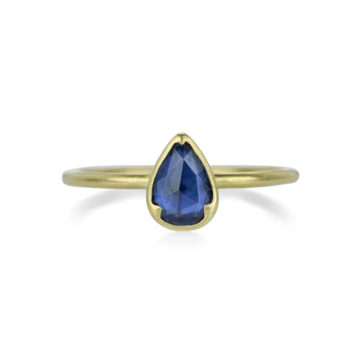 Rings Faceted Pear Shaped Blue Sapphire Ring Gabriella Kiss