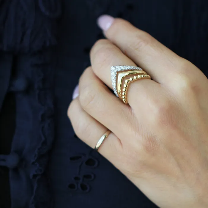 Rings Gabriel Co 14kt Yellow Gold Triple Row Bujukan Chevron Diamond Ring Rings Gabriel Co 14kt Yellow Gold Triple Row Bujukan Chevron Diamond Ring