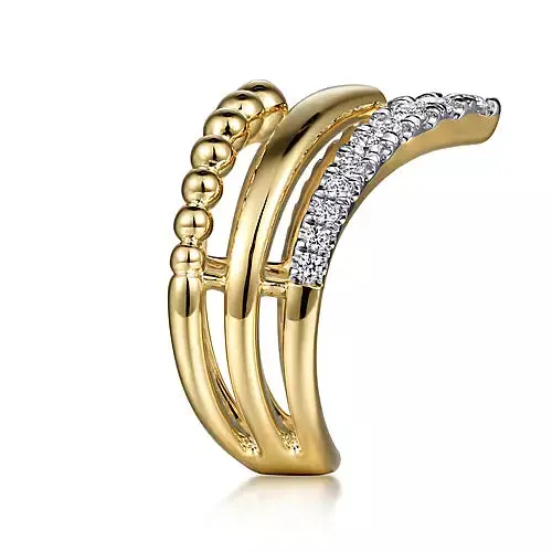Rings Gabriel Co 14kt Yellow Gold Triple Row Bujukan Chevron Diamond Ring Rings Gabriel Co 14kt Yellow Gold Triple Row Bujukan Chevron Diamond Ring