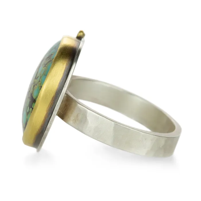Round Turquoise Ring Ananda Khalsa Rings Round Turquoise Ring Ananda Khalsa Rings