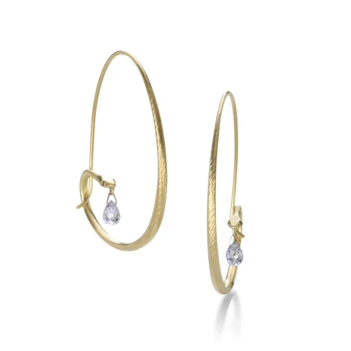 Small Snake Hoops with Blue Sapphire Earrings Gabriella Kiss Earrings