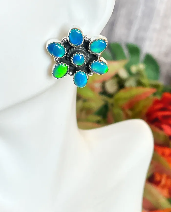 SophiaRene Boutique Earrings Sterling Silver Custom Flower Gem Stud Earrings