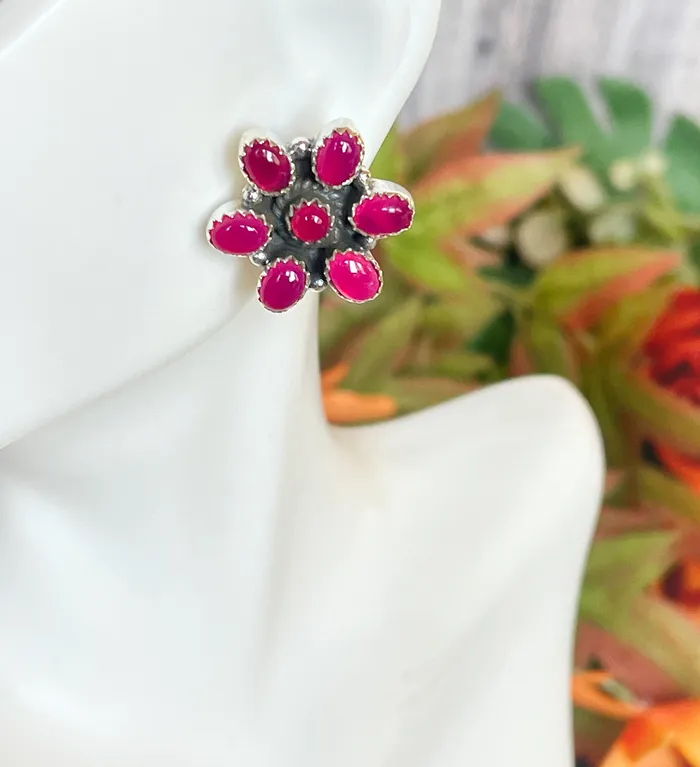 SophiaRene Boutique Earrings Sterling Silver Custom Flower Gem Stud Earrings SophiaRene Boutique Earrings Sterling Silver Custom Flower Gem Stud Earrings