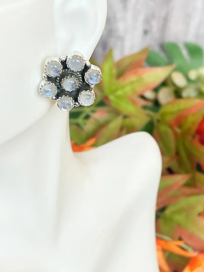 SophiaRene Boutique Earrings Sterling Silver Custom Flower Gem Stud Earrings SophiaRene Boutique Earrings Sterling Silver Custom Flower Gem Stud Earrings