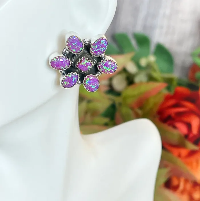 SophiaRene Boutique Earrings Sterling Silver Custom Flower Gem Stud Earrings SophiaRene Boutique Earrings Sterling Silver Custom Flower Gem Stud Earrings