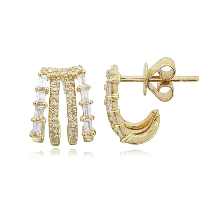 Alev Collection Earrings Baguette and Diamond Four Wrap Earrings