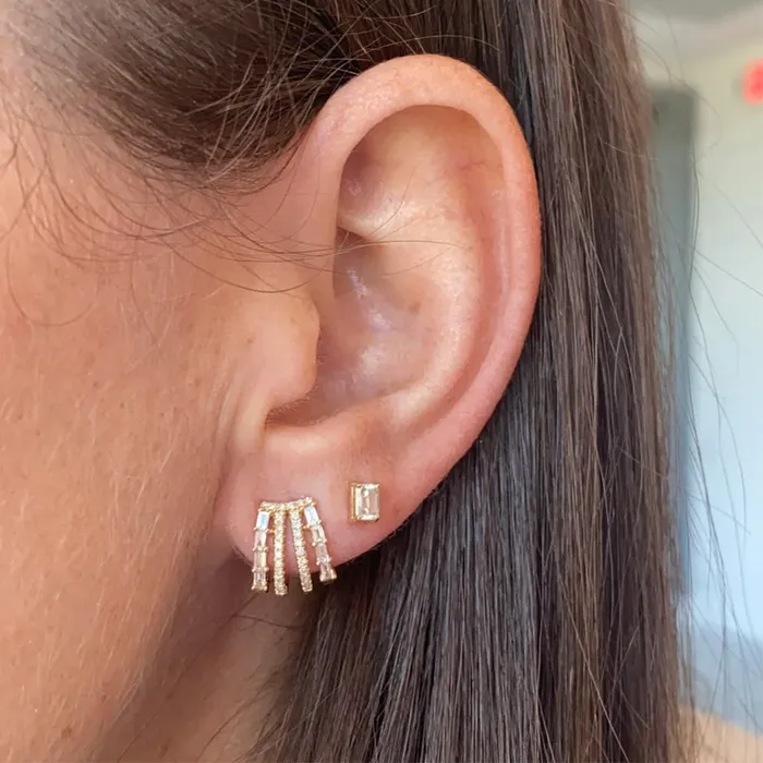 Alev Collection Earrings Baguette and Diamond Four Wrap Earrings
