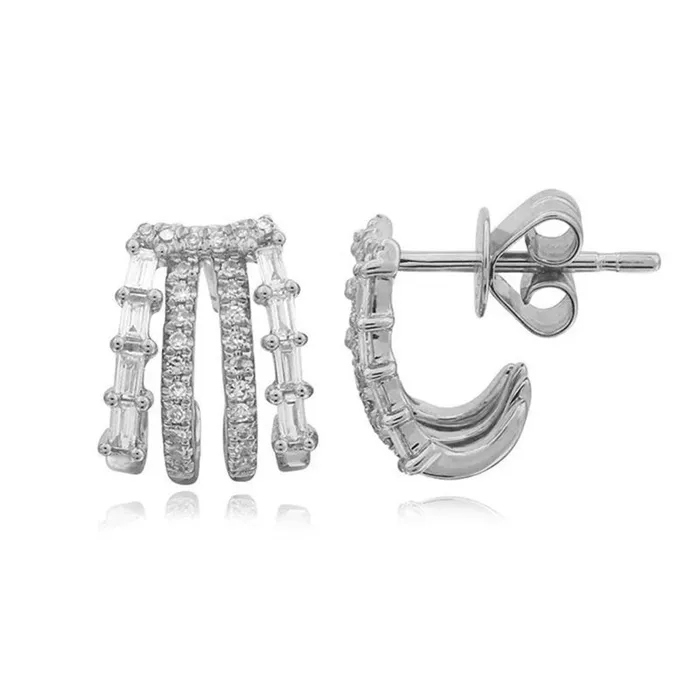 Alev Collection Earrings Baguette and Diamond Four Wrap Earrings
