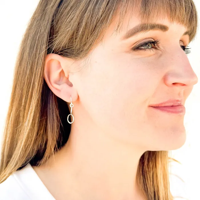 Double Circle Dangle Earrings Sterling Silver Hoops By Hand Earrings