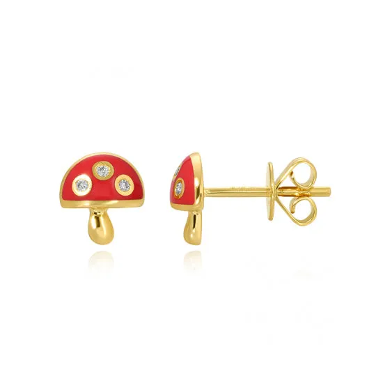 Earrings Alev Collection Small Enamel Mushroom Earrings