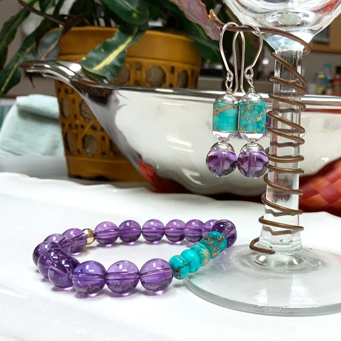 Earrings Amethyst Turquoise Earrings in Sterling Silver Elisa Ilana Earrings Amethyst Turquoise Earrings in Sterling Silver Elisa Ilana