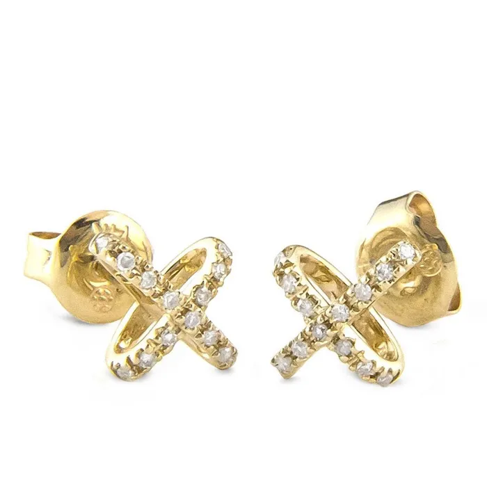 Earrings Elisa Ilana 14KYG Diamond Cross Stud Earrings