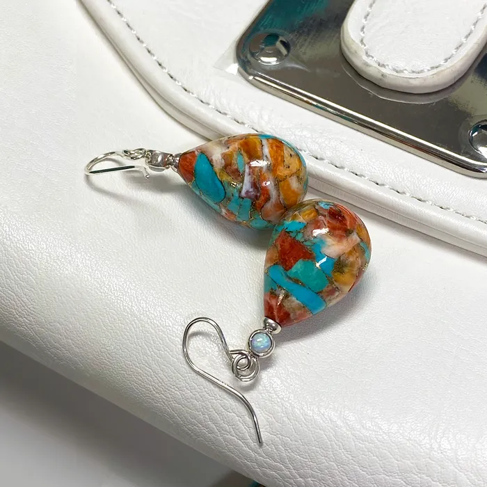 Earrings Elisa Ilana Turquoise Spiny Oyster Earrings