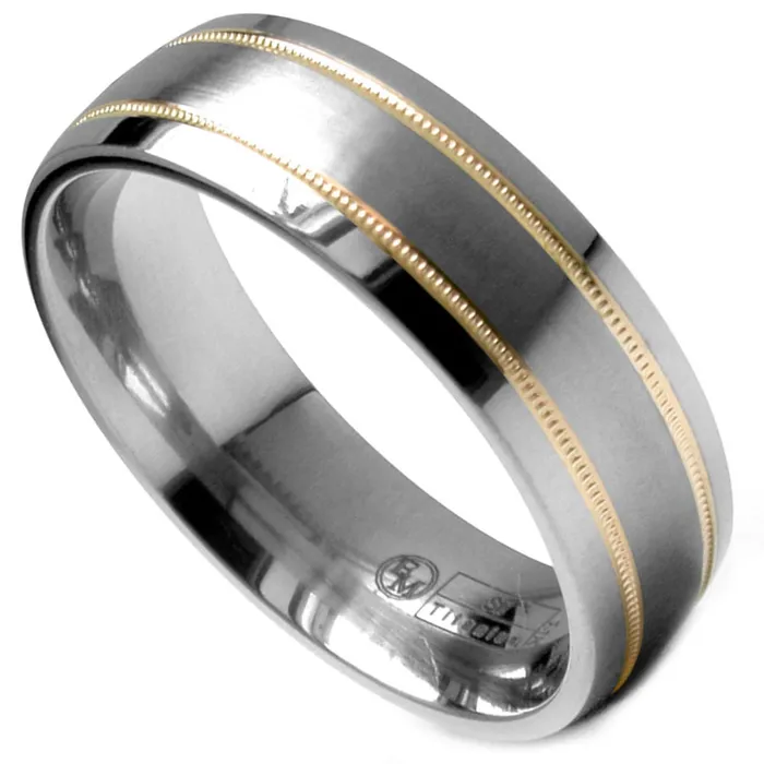 Edward Mirell Mens Gold Inlay Titanium 14K Ring Edward Mirell Rings