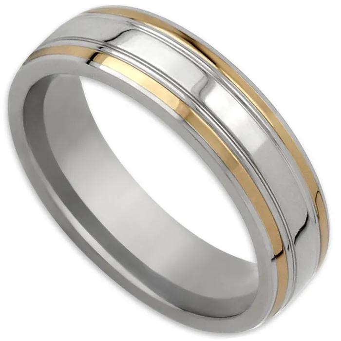 Edward Mirell Mens Gold Inlay Titanium 14K Ring Edward Mirell Rings