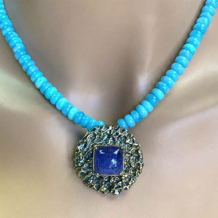 Elisa Ilana Necklaces Floral Collection Amazonite and Tanzanite Necklace