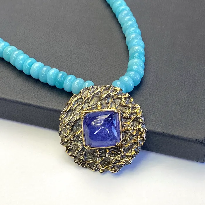 Elisa Ilana Necklaces Floral Collection Amazonite and Tanzanite Necklace Elisa Ilana Necklaces Floral Collection Amazonite and Tanzanite Necklace
