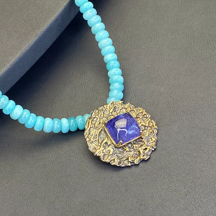 Elisa Ilana Necklaces Floral Collection Amazonite and Tanzanite Necklace Elisa Ilana Necklaces Floral Collection Amazonite and Tanzanite Necklace